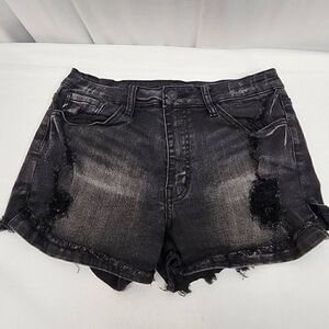 Kancan Black Denim Distressed Jean Shorts Size 9 Style Kc11142